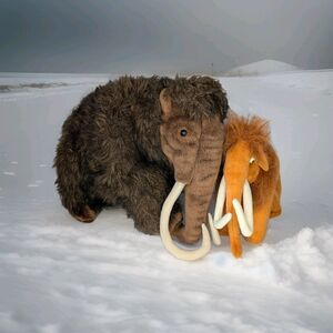 Set 2 Mammoth Hansa Realistic Plush Mammoth Cub & Manny/Manfred The Wooley